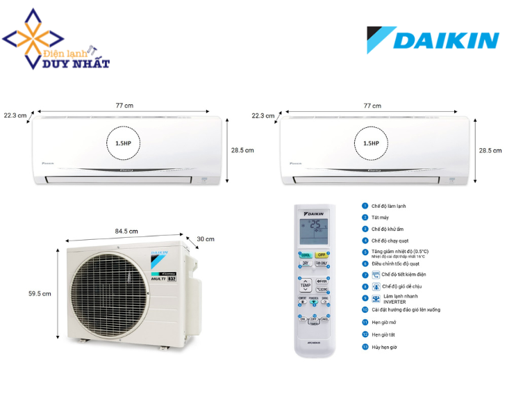 Combo 2 dàn lạnh Điều Hòa Inverter Multi S – 1.5HP + 1.5HP (MKC50RVMV/CTKC35RVMV+CTKC35RVMV)