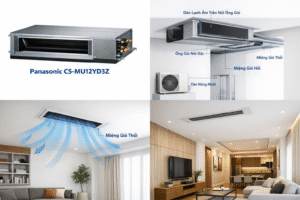 AI tạo hình minh họa máy lạnh multi nối ống gió