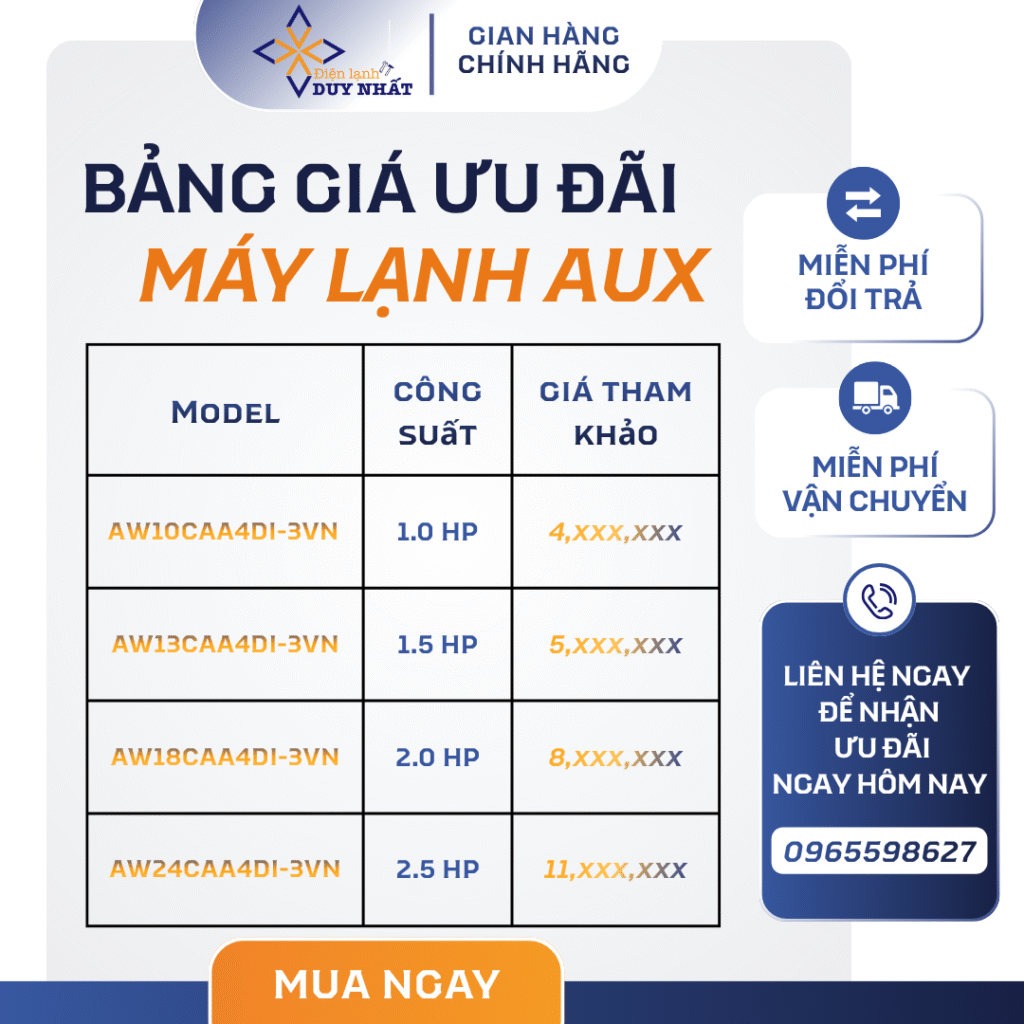 Giá điều hòa AUX 2026: Giảm sốc chưa từng có