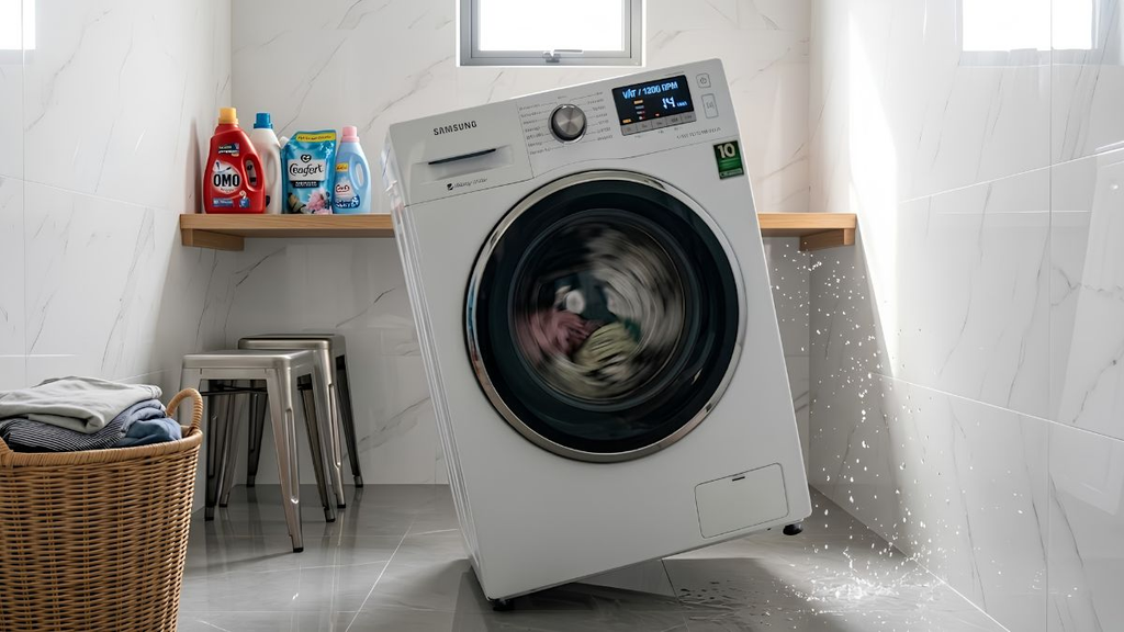 máy giặt bị rung lắc mạnh khi vắt