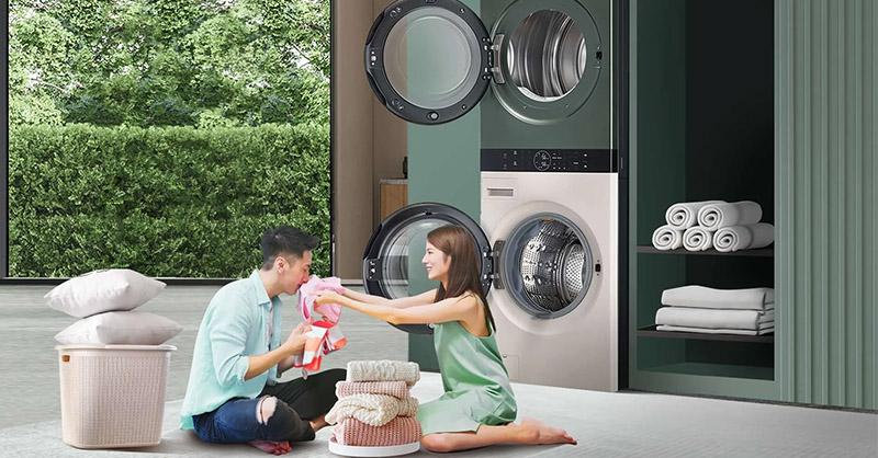 máy sấy và máy giặt chồng lên nhau