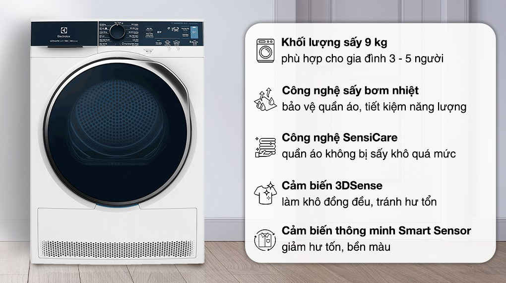 máy sấy quần áo Electrolux đáng mua