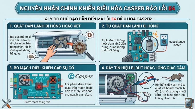 Các lỗi phổ biến trên điều hòa Casper