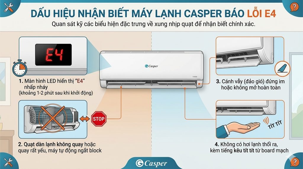 Máy lạnh Casper xuất hiện lỗi E4